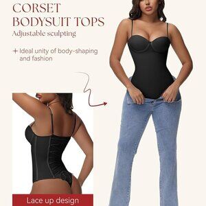 SHAPSHE Strapless Shapewear Corset Bodysuit Tops